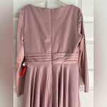 Mac Duggal Mac Duggal Pink Satin Velvet Long Sleeve V-Neck Midi Cocktail Formal Dress- NWT Photo 4