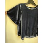 Madewell  Velvet Short Sleeve Crew Top Soft Touch Holiday Party Navy Blue M Photo 3