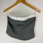 ZARA NWT Grey Contrast Boxer Top Sz Medium Tube Crop Preppy Photo 5