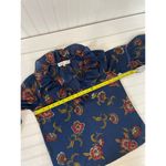 Madewell  x Warm Women’s Blue Floral Blouse Long Sleeve Ruffle Neck Size XS Photo 5