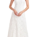 Kay Unger Maurena White Floral Lace Floral High Neck Gown Size 14 Photo 0