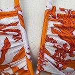Cupshe Woman’s Orange and White Floral One Piece Plunge Halter Swimsuit Size L Photo 8