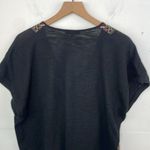 Madewell Boho Aztec Top Womens Black Short Sleeve Embroidered relaxed fit Large Photo 6