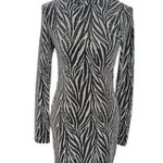 AllSaints Amaya Metallic Bodycon Dress Silver Zebra Women’s Size 8 Mini Photo 0