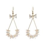 Women's Zircon Pearl Dangle Dorp Hoop Earrings Gold Photo 2