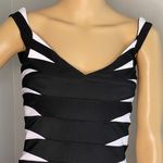 Jovani Black and White Striped Sleeveless Bandage Dress Size 4 Photo 3