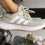 Adidas  Light Gray and White Athletic Shoes Photo 4