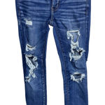 American Eagle  Outfitters Skinny Jeans Blue Distressed Ripped Stretch Denim Sz 0 Photo 0