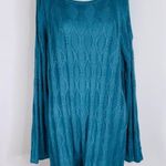 Westbound  Teal Cold Shoulder Crew Neck Cable Knit Sweater Tunic 1X Photo 1