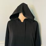 Eileen Fisher Full Double Zip Hooded Jacket Rain Coat Black Small Photo 2