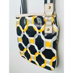 Michael Kors Yellow Navy Geometric Design Patent Leather Crossbody Handbag Photo 4
