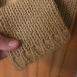 Boho Western Tan Cropped fringe chunky knit mock neck sweater Size L Photo 4