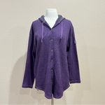 Co & Eddy Purple Waffle Knit Button Up Tunic Hoodie Size Large Photo 11