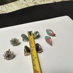 Lot Of 4 Clip On Screw On Earrings 1 Ceramic 2 Enamel 1 Rhinestone Photo 4