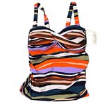 Anne cole NEW Sandy Waves Striped Tankini Swim Top size 16W Photo 2