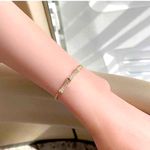 Boutique NEW‎ 14k Gold Plated Silver Pave Diamond Bamboo Bracelet, Slide Closure Photo 0