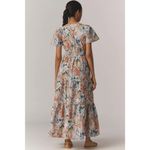 Anthropologie NWT Somerset Maxi in Purple Multi Feather Print Cotton Dress S Photo 1