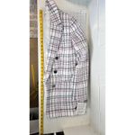 Bar III  Blazer Jacket Women Large White Black Pink Plaid Double Button Tweed Photo 4