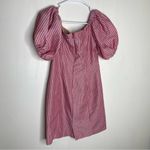 WAYF  Corset Red Striped Puff‎ Sleeve Off Shoulder Mini Dress Photo 4