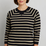 Club Monaco  Womens Striped Metallic Gold Black Top‎ Raglan Sleeve Size Large Photo 0