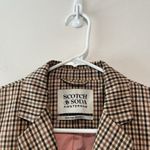 Scotch & Soda  Anthropologie Double-Breasted Brown Plaid Tailored Blazer‎ Large Photo 6