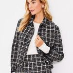 Loft NWT  Shimmer Tweed Cropped Shirt Jacket color: Black/White Multi Photo 0