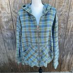 Venezia Jean Green Plaid Zip Up Flannel Size 26/28 Blue Photo 4