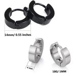 Turquoise Stainless Steel Huggie Hoop Earrings – 8mm Unisex Sleeper Style Blue Photo 4