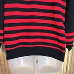 Vintage Amy Jess 1990s Y2K Red Black Striped Vneck Terrycloth Sweater Medium Photo 12