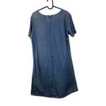 Vintage Denim Dress with Fish Embroidery, Pockets, Short Sleeve, Casual, Cute Blue Size M Photo 1