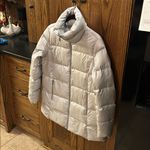 Lands' End Wide Channel Quilted Puffer Coat Small Silver Down Filled Zip Jacket Photo 1
