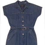 Liz Claiborne COPY - Vintage 90s Blue Denim Romper with Belt and Collar Photo 1