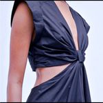 ALC Frank A.L.C. Alexandria Cotton Midi Dress Cap Sleeves Cutout Navy Size 8 Photo 15