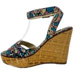 Marc Jacobs Vintage floral canvas & rattan wedge espadrilles sandals size 37 US7 Photo 7