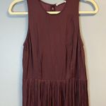 Ulla Johnson Dress Colorblock Maroon Cream Pleated Midi Sheath Raw Hem Sz 4 EUC Photo 1