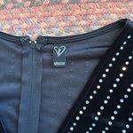 Windsor  BLACK VELVET STUDDED V NECK WRAP LONG SLEEVE DRESS Photo 6