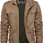 Men's Cargo Jacket Lightweight Casual Cotton Military Coat Outwear Stand Collar Photo 0