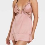 Auden Lightly Lined Rose Black Lace Babydoll Teddy Pink Size M Photo 0