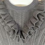 H&M  Womens Size 8 Black Ruffle Trim Cable Knit Pullover Mock Neck Sweater Career Photo 1