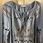 ZARA  TRF collection denim shirt dress embroidered tribal southwestern Small Photo 5