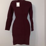 ZARA  knit mini long sleeve dress dark burgundy small Photo 5
