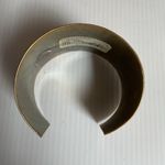 Vintage Brass Cuff Bracelet Gold & Silver Inlay Floral Mosaic Pattern Artisan Photo 6