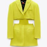 ZARA Cut Out Lime Green Blazer - size M Photo 3