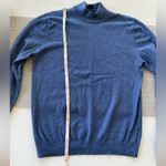 Brooks Brothers  346 Heather Navy Blue Merino Wool Mockneck Sweater Size Large Photo 3