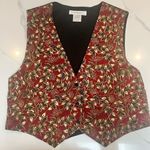 Ellen Ashley Vintage Red Black Beige Beaded Vest Sz Medium Photo 1