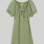 Madewell NEW Jacquard Puff-Sleeve Mini Dress in Gingham Check Size S Photo 0
