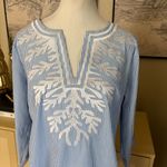 GRETCHEN SCOTT Embroidered Pinstripe Tunic The Reef Blue Size M Size M Photo 3