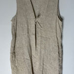 Pure J.Jill Funky Linen Crinkled Tie Unusual Tunic Vest Jacket Lagenlook‎ Tan XL Photo 0
