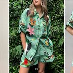 Commense Mint Green Oversized Floral Print Shorts Set Size M Photo 2