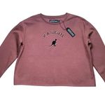 Kangol Crew Neck Crop Sweatshirt Pink Mauve Fleece Size XL New NWT Photo 0